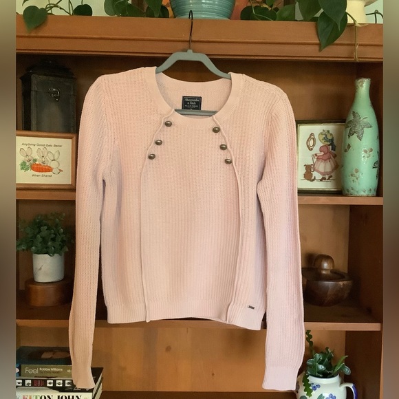 Abercrombie & Fitch Sweaters - Y2K Abercrombie & Fitch Light Pink Knit Sweater Military Button Detail Size M